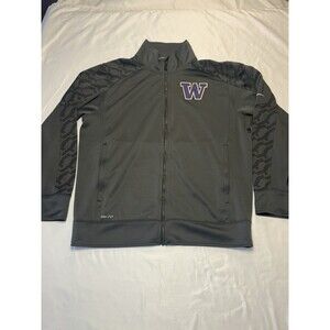 Nike Dri Fit NCAA University Of Washington Huskies Full Zip Up Jacket Gray Men L